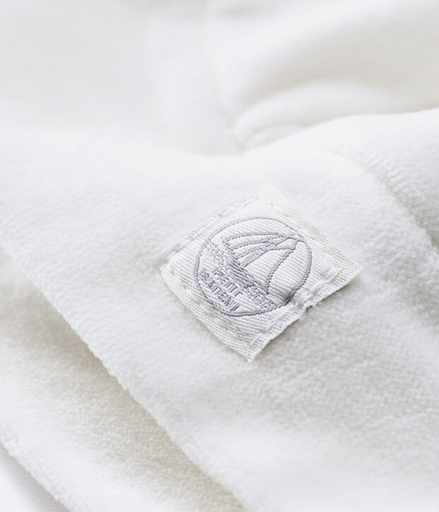 Bonnet naissance b&eacute;b&eacute; en velours blanc