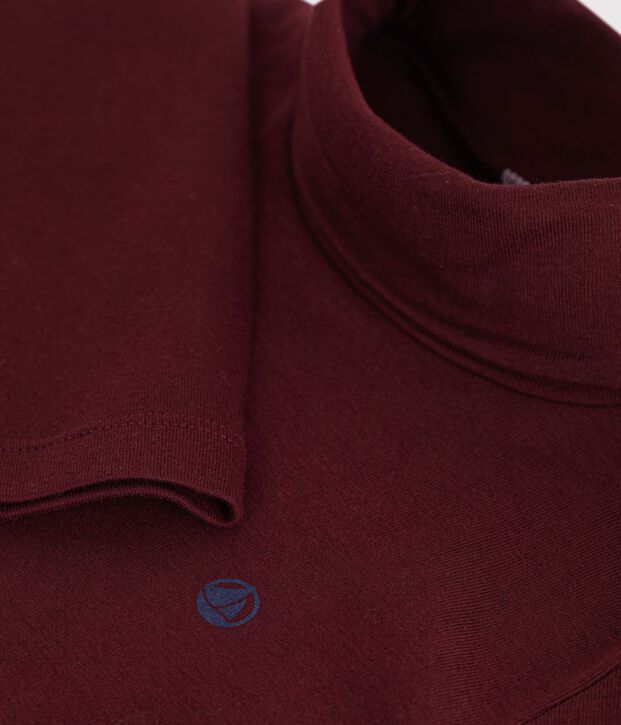 Sous-pull enfant en coton uni bordeaux