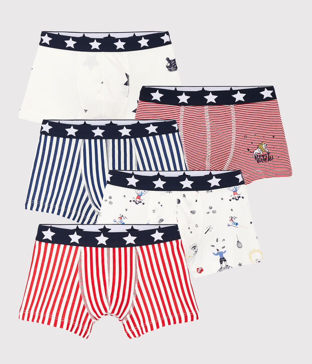 Lot de 5 boxers imprim&eacute; festif petit gar&ccedil;on multicouleur