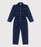 Combinaison enfant en coton manches longues fleurie bleu MEDIEVAL/blanc MARSHMALLOW