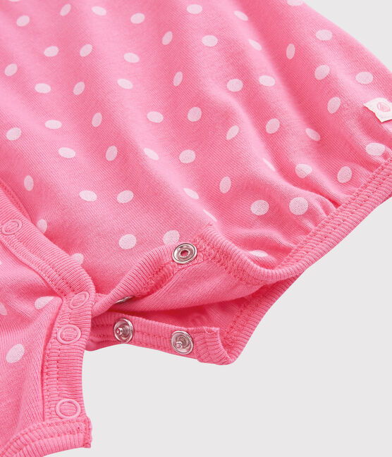 Combicourt bébé à pois en coton rose PETAL/blanc ECUME