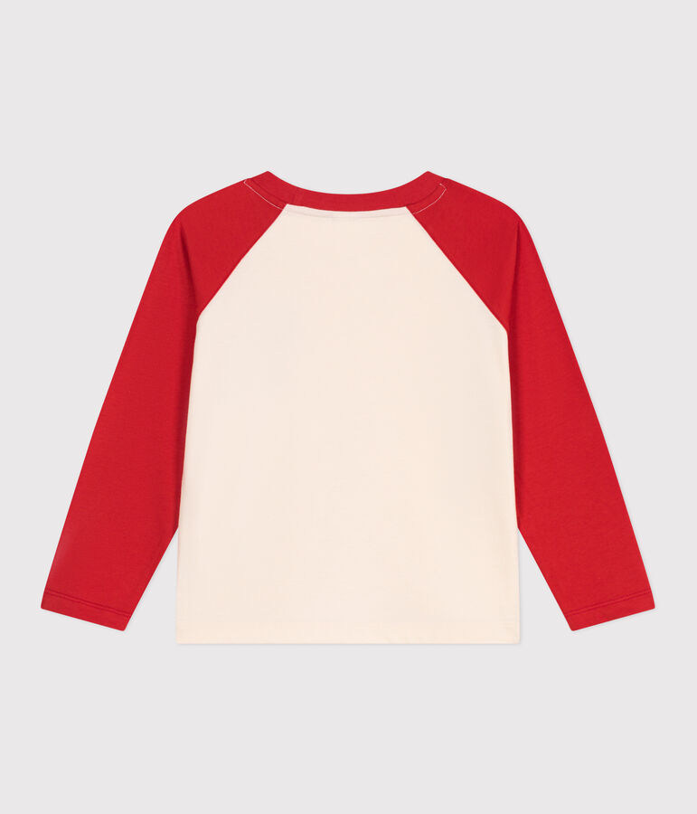 Teeshirt enfant en coton manches longues colorblock rouge AVALANCHE/ AURORA