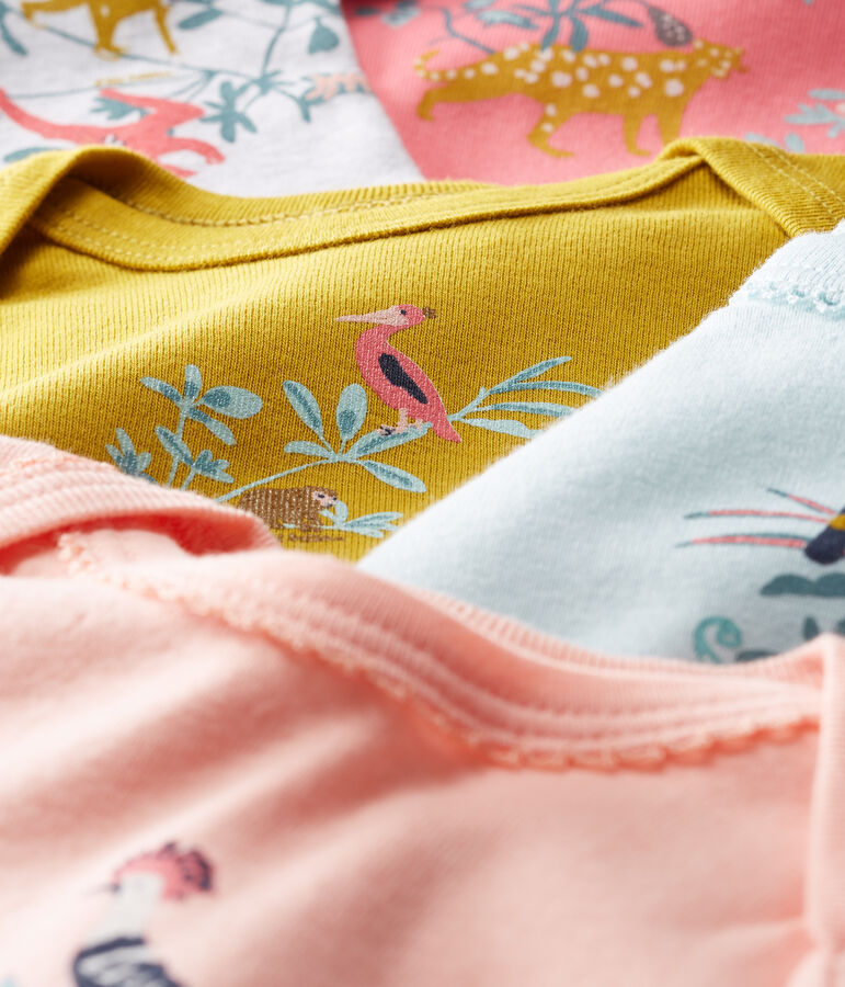 Lot de 5 bodies manches courtes b&eacute;b&eacute; fille multicouleur