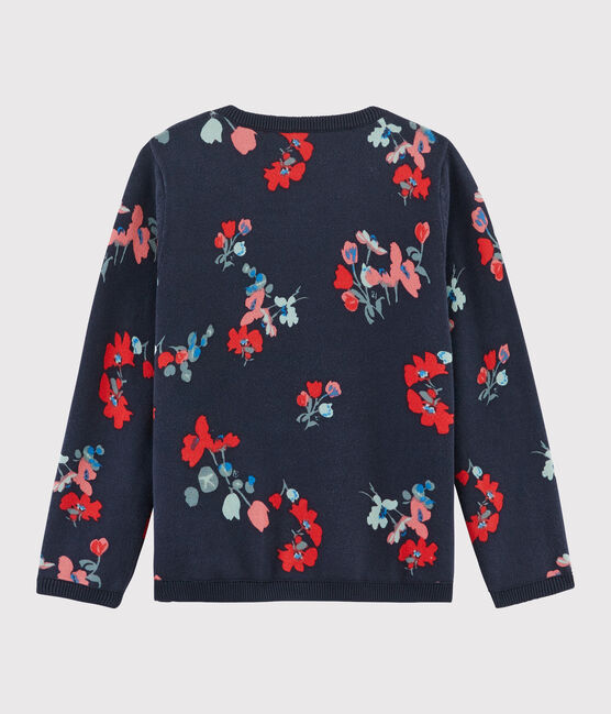 Pull en coton enfant fille bleu SMOKING/blanc MULTICO