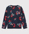 Pull en coton enfant fille bleu SMOKING/blanc MULTICO