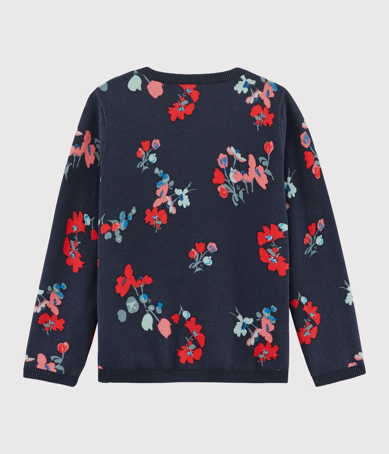 Pull en coton enfant fille bleu/multicouleur