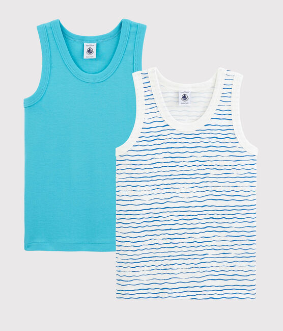 Lot de 2 débardeurs bleu océan petit garçon variante 1