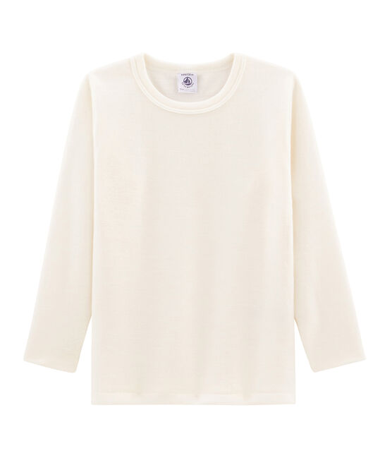 Tee-shirt manches longues enfant en laine et coton gris ECRU