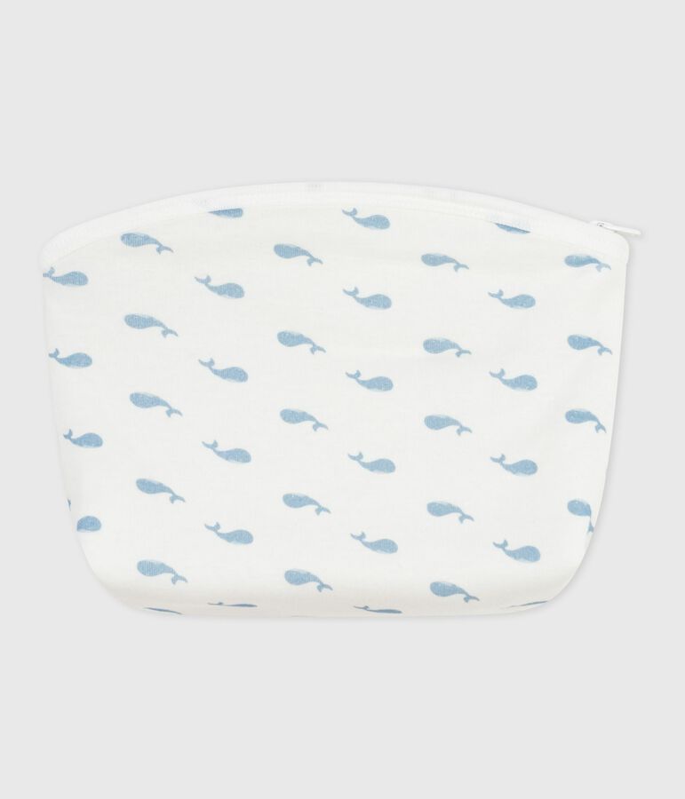 Pochette b&eacute;b&eacute; en coton imprim&eacute; baleines MARSHMALLOW/ ADRIATIC