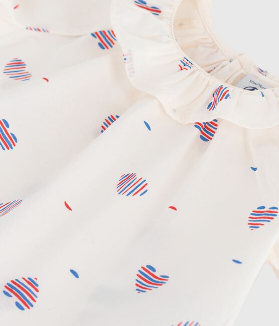 Blouse bébé manches courtes en coton, imprimée cœur blanc AVALANCHE/ MULTICO