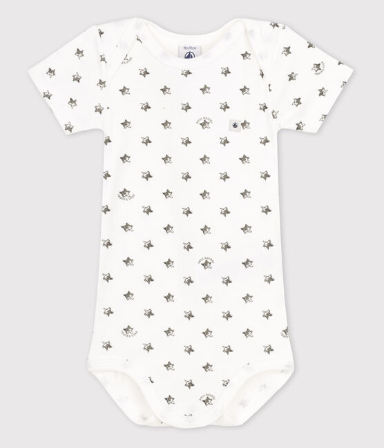 Body manches courtes bébé blanc ECUME/gris ORAGE/ MEDIEVAL