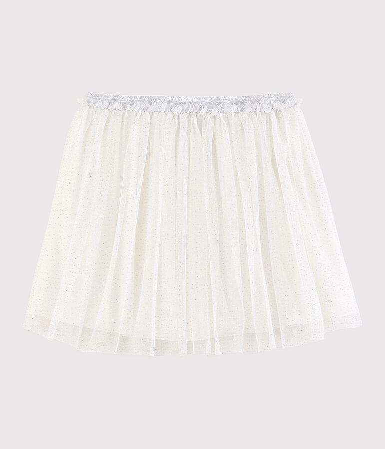 Jupe en tulle paillet&eacute; enfant fille blanc MARSHMALLOW/gris ARGENT