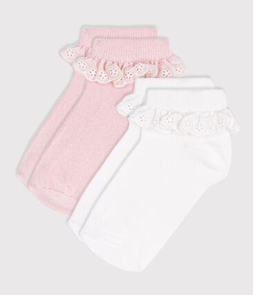 2 paires de chaussettes enfant en coton avec volants