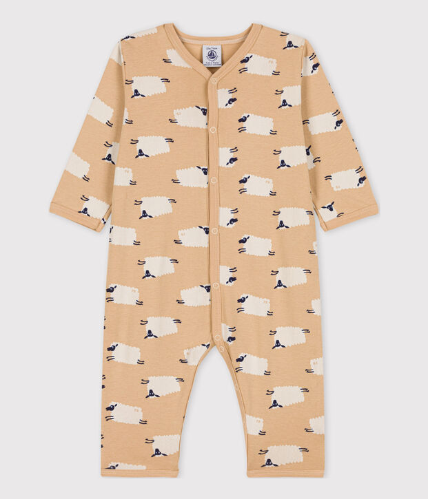 Dors-bien sans pieds mouton b&eacute;b&eacute; en coton beige/multicouleur