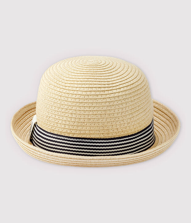 Chapeau rond en paille b&eacute;b&eacute; gar&ccedil;on rose
