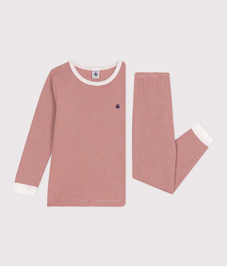 Pyjama ray&eacute; en coton enfant FAMEUX/ MARSHMALLOW