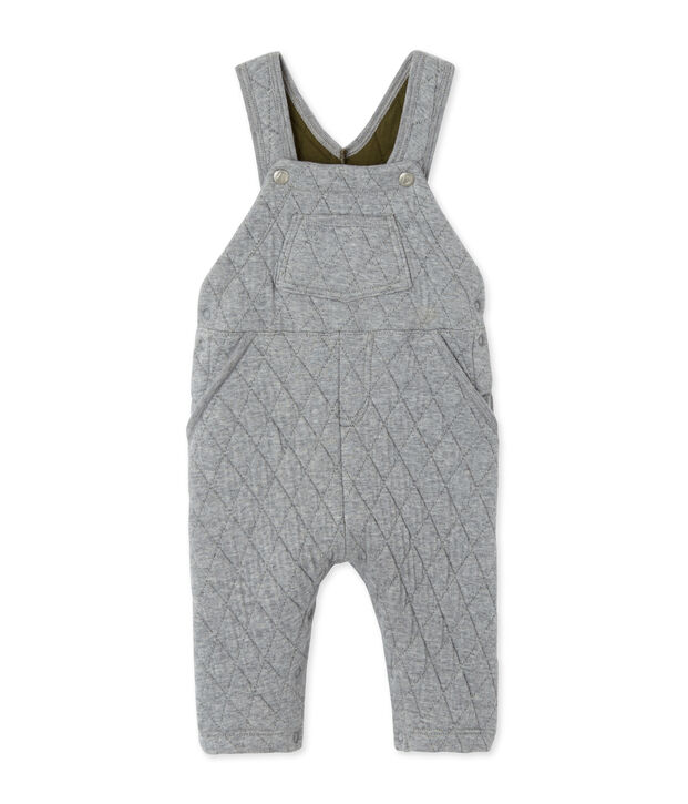Salopette b&eacute;b&eacute; gar&ccedil;on en tubique matelass&eacute; gris