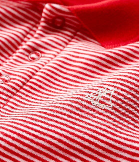Body polo rayure milleraies bébé garçon rouge TERKUIT/blanc MARSHMALLOW