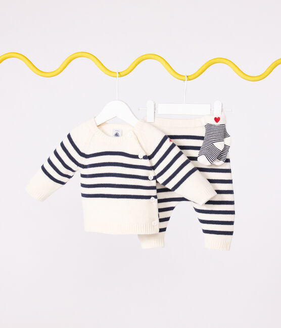 Ensemble 2 pièces bébé rayure marinière en tricot bleu MARSHMALLOW/ SOIR