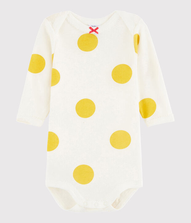 Body manches longues b&eacute;b&eacute; fille blanc/jaune