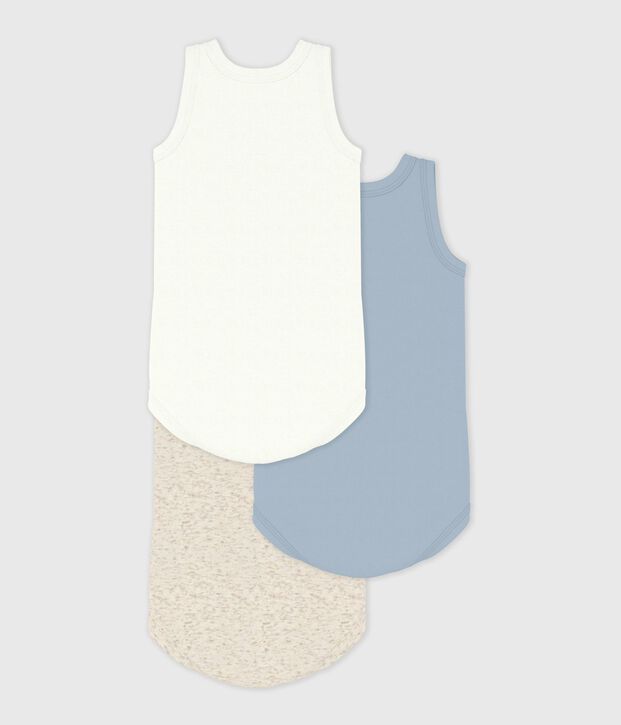 Lot de 3 bodies sans manches en coton uni b&eacute;b&eacute; multicouleur