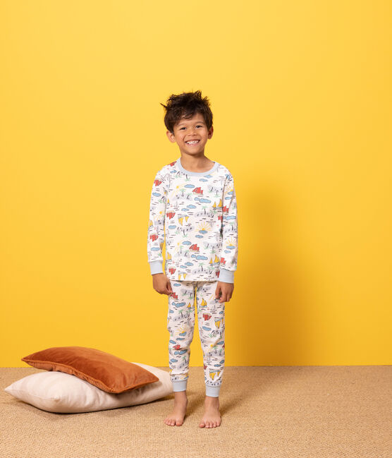 Pyjama explorateur en coton enfant blanc MARSHMALLOW/blanc MULTICO