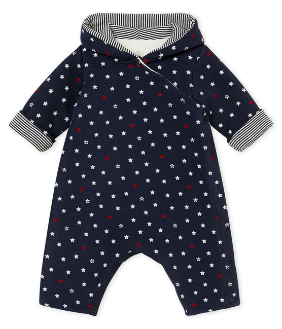 Combinaison longue bébé garçon imprimée d'étoiles bleu SMOKING/blanc MULTICO
