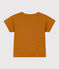 Tee-shirt manches courtes bébé en jersey flammé marron TOAST