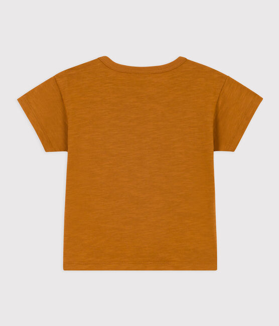 Tee-shirt manches courtes bébé en jersey flammé marron TOAST