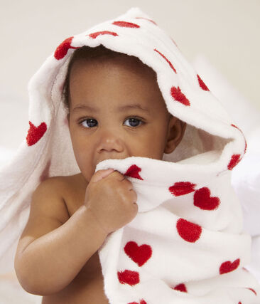 Cape de bain cœur bébé en éponge