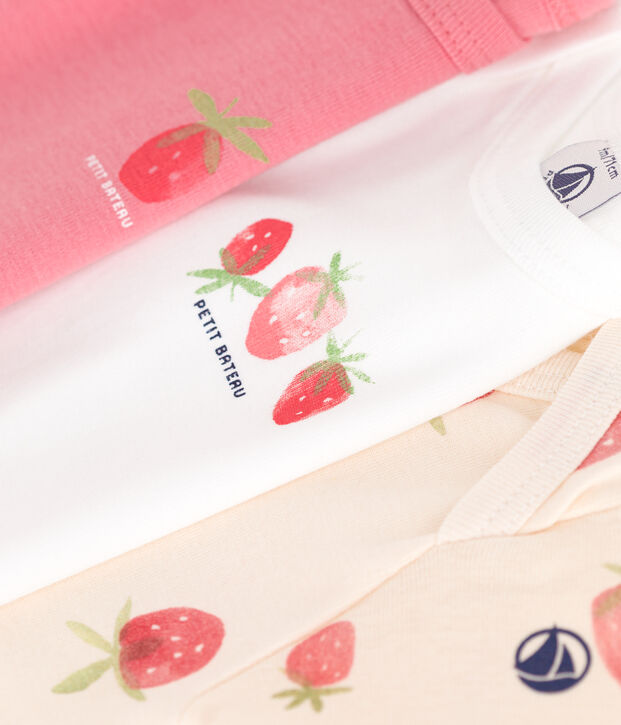 Lot de 3 bodies manches courtes en coton b&eacute;b&eacute; multicouleur