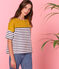 Marinière manches courtes femme jaune BAMBOO/blanc MARSHMALLOW/ SMOKING