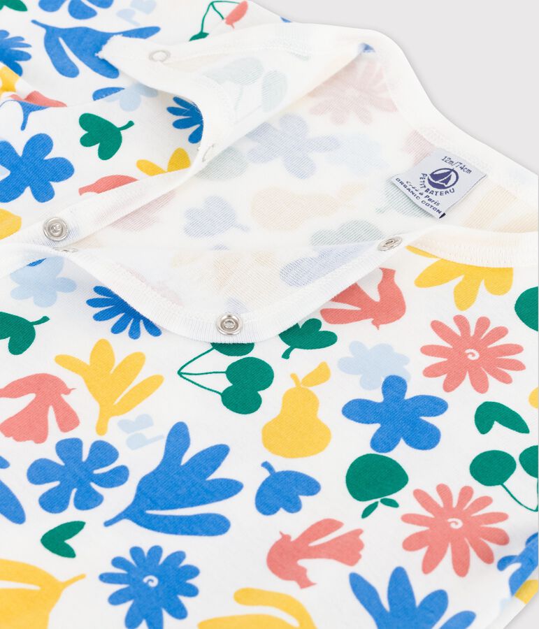 Dors-bien b&eacute;b&eacute; fleuri en coton blanc MARSHMALLOW/blanc MULTICO