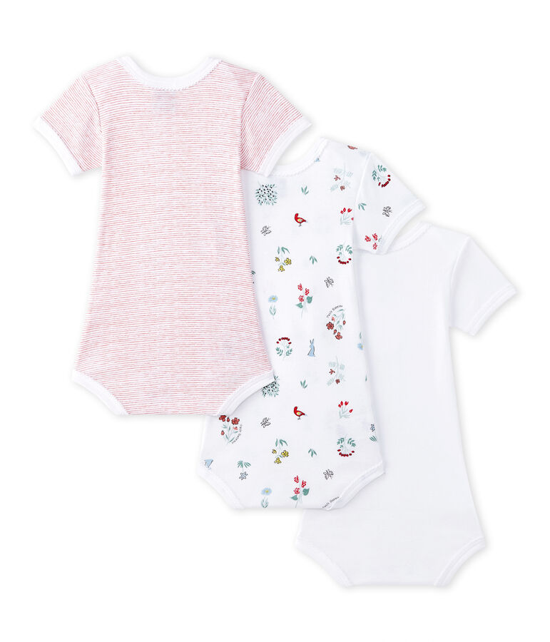 Lot de 3 bodies b&eacute;b&eacute; fille manches courtes blanc