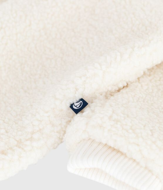 Combipilote bébé en sherpa avec oreilles et doublée milleraies écru MILK
