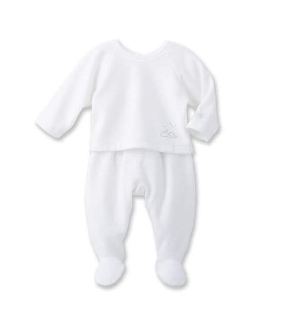 Ensemble bébé mixte brassière et pantalon blanc ECUME/gris GRIS