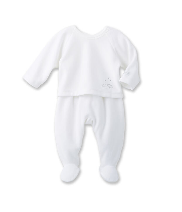 Ensemble b&eacute;b&eacute; mixte brassi&egrave;re et pantalon blanc/gris