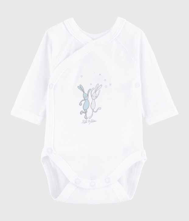 Body crois&eacute; manches longues b&eacute;b&eacute; fille-gar&ccedil;on blanc