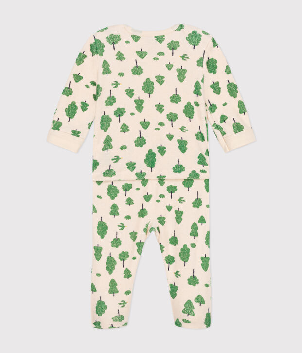 Pyjama en bouclette &eacute;ponge gratt&eacute;e imprim&eacute;e arbres b&eacute;b&eacute; &eacute;cru/multicouleur