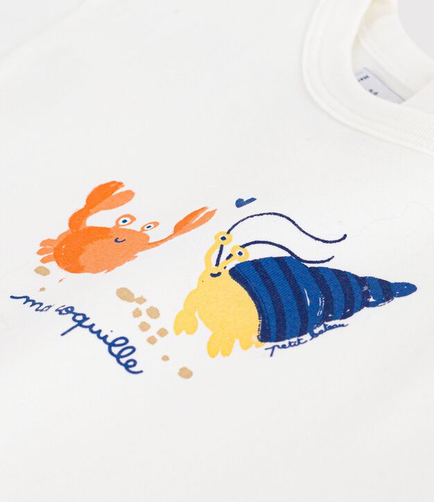 Tee-shirt b&eacute;b&eacute; en coton &agrave; manches courtes, motif mouette blanc