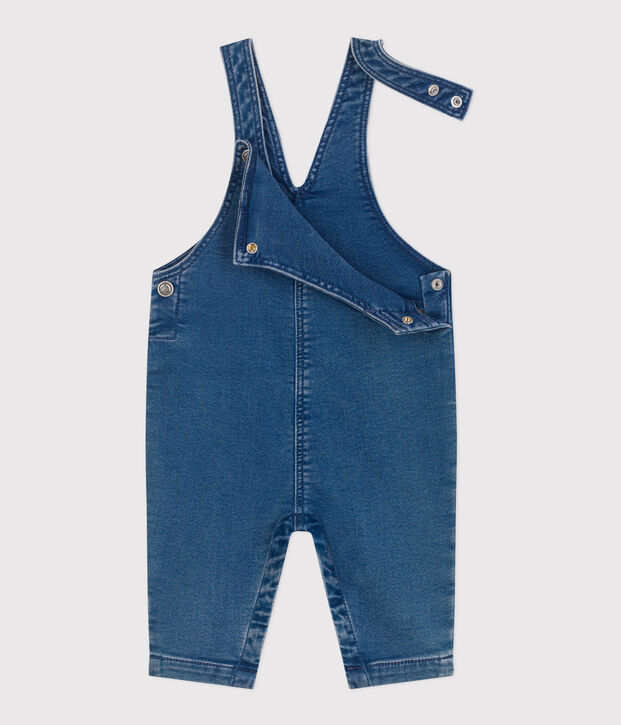 Salopette b&eacute;b&eacute; en jean &eacute;lasthanne jambes longues bleu