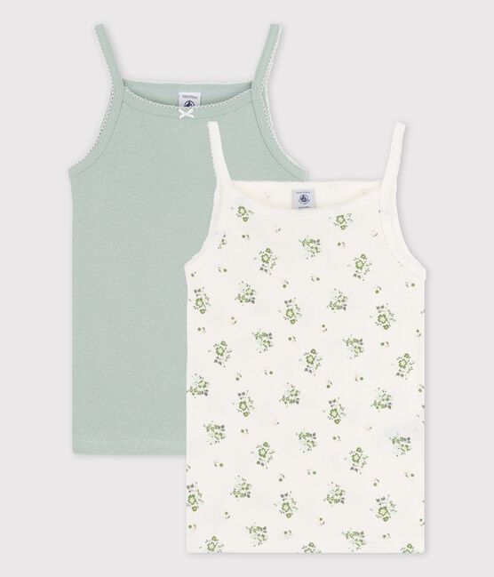 Lot de 2 chemises à bretelles fleurs petite fille en coton et lin variante 1
