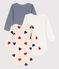 Lot de 3 bodies manches longues cœur bébé en coton variante 1