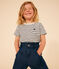 Tee-shirt rayé en jersey flammé enfant fille blanc AVALANCHE/bleu SMOKING