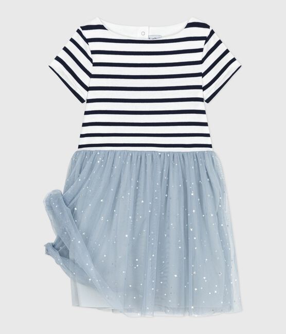 Robe enfant en coton manches courtes rayée CO2/ MULTICO