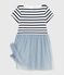 Robe enfant en coton manches courtes rayée CO2/ MULTICO