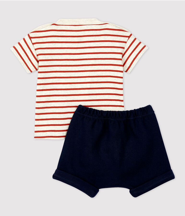 Ensemble 2 pi&egrave;ces ray&eacute; en coton bio b&eacute;b&eacute; beige MONTELIMAR/ OMBRIE