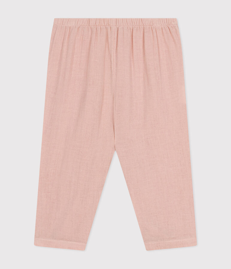 Pantalon en gaze de coton b&eacute;b&eacute; rose SALINE