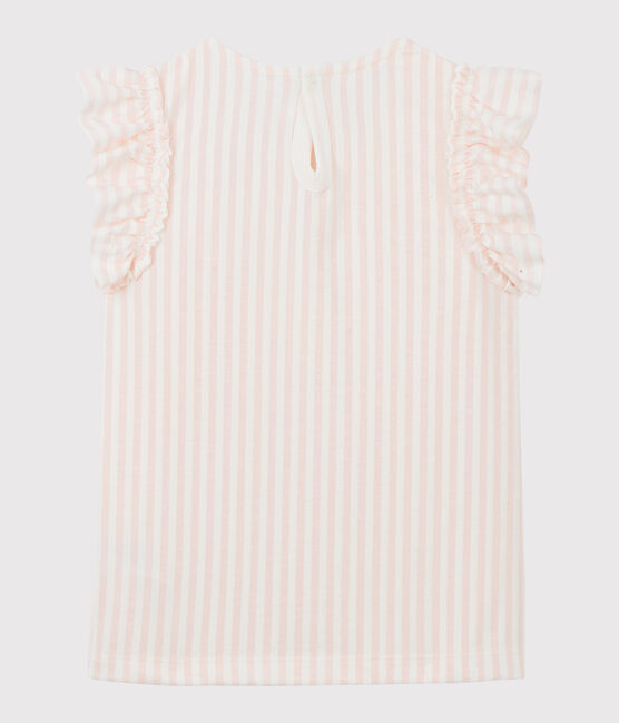 Tee-shirt manches courtes en jersey enfant fille rose MINOIS/blanc MARSHMALLOW