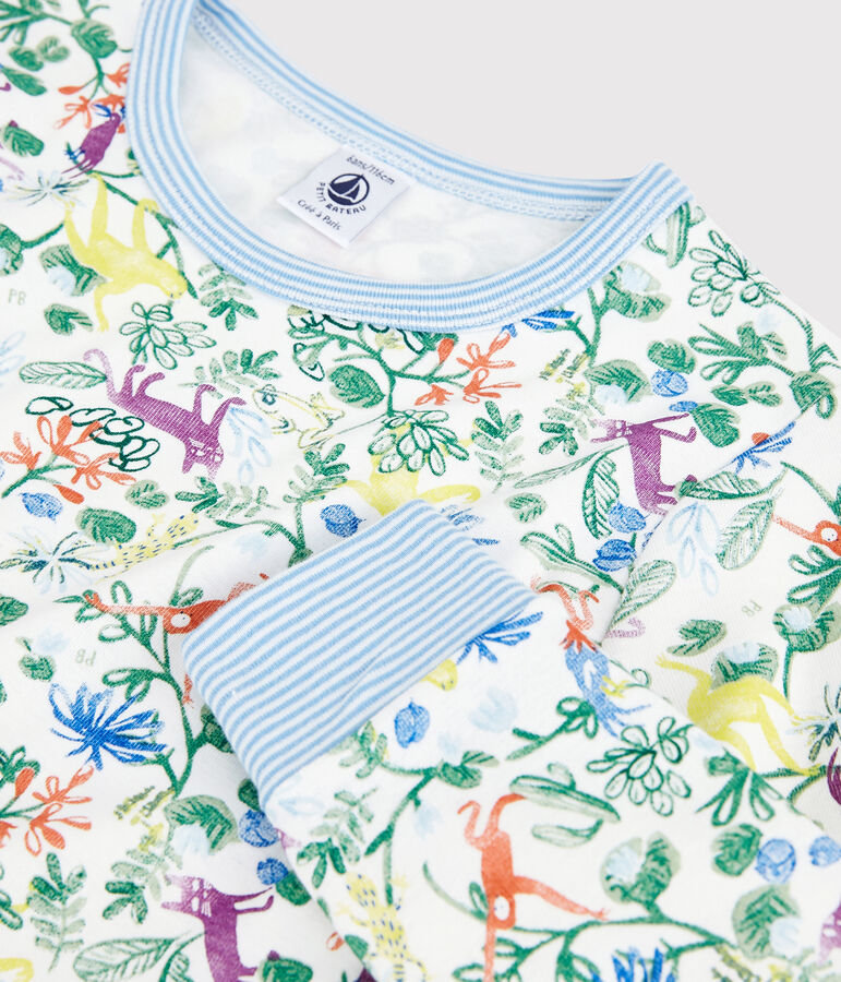 Pyjama imprim&eacute; jungle petit gar&ccedil;on en coton blanc MARSHMALLOW/blanc MULTICO